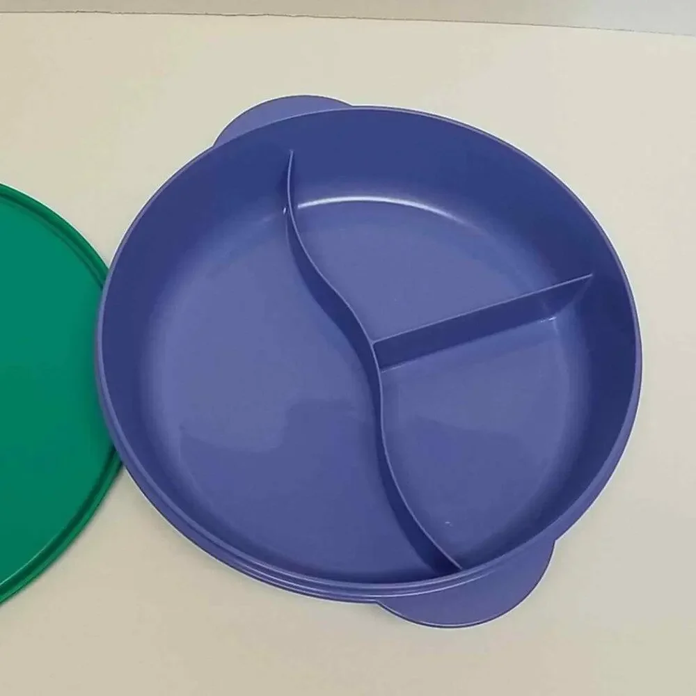 Tupperware Crystalwave Divided Microwavable Vented Lid Dish Lunch Dinner ToGo